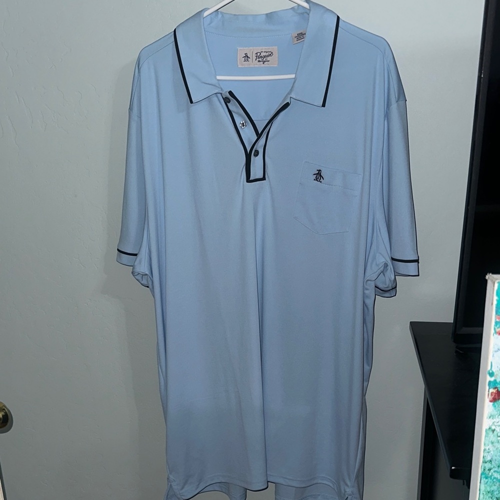 Original Penguin Sky Blue Polo Shirt with Black Trim size 3XL NWOT
